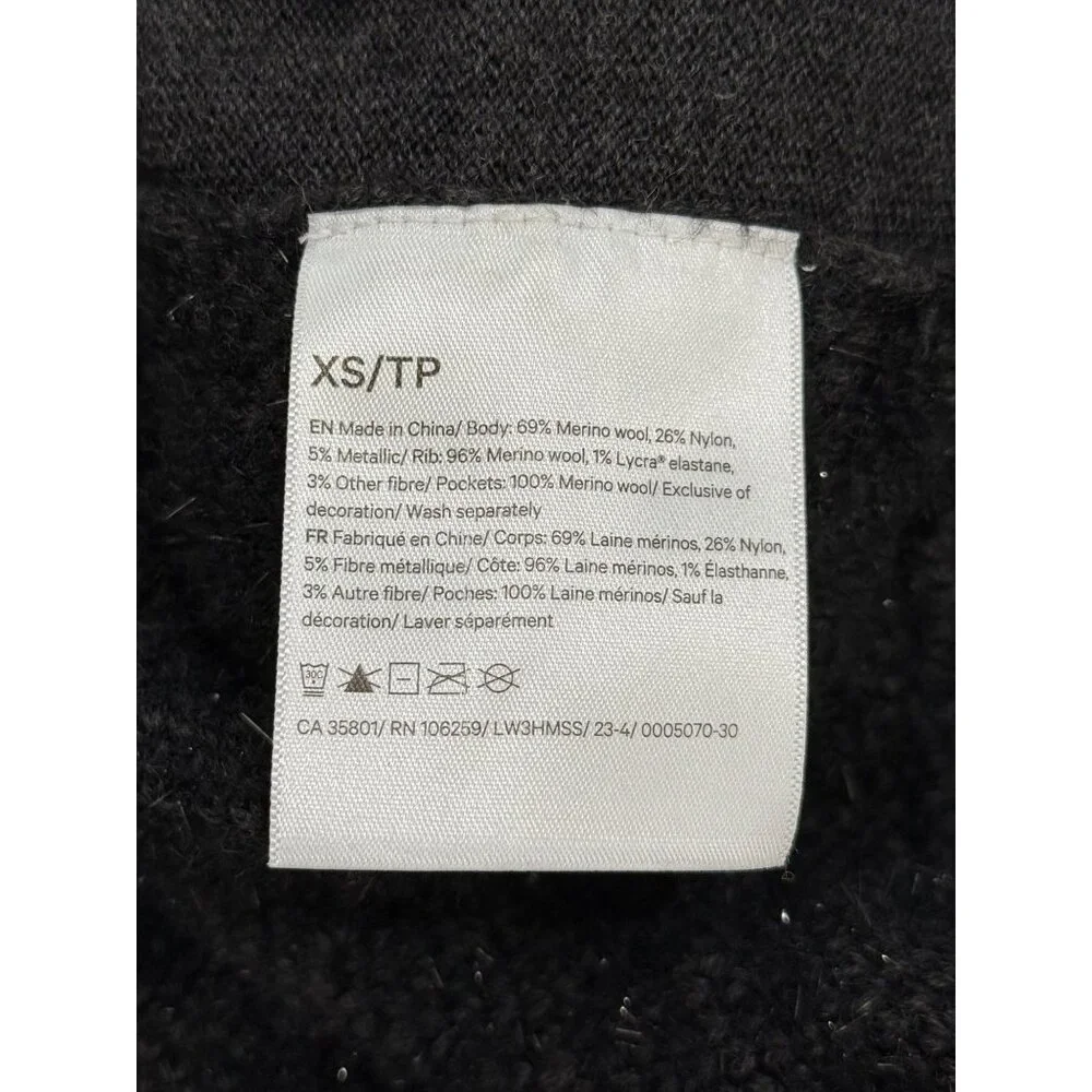 Lululemon Jacquard Cardigan Knit Leopard Graphite Grey Black Merino Wool XS - Picture 10 of 11